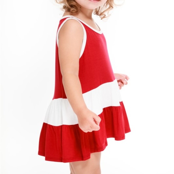 Toddler Girl's Navy Orange Ruffle Dress 2T 3T 4T - Picture 6 of 8